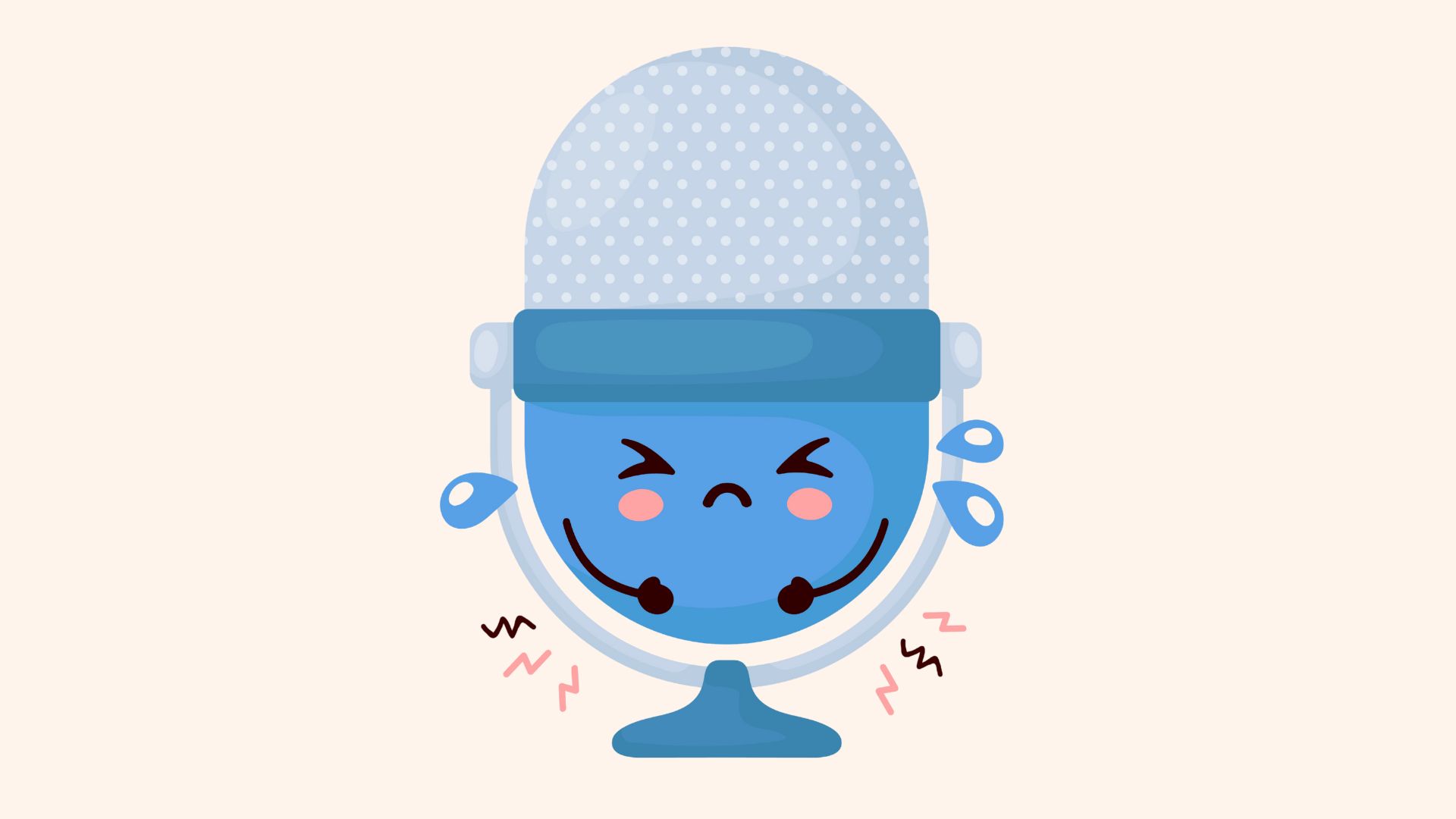 Illustration of a podcast microphone with an angry face